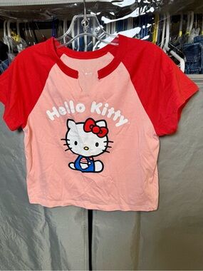 Hello Kitty Pink and Red Raglan Graphic Tee